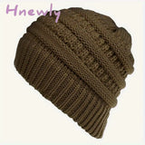 Hnewly Stay Warm And Stylish With This Brimless Thermal High Bun Ponytail Winter Beanie Hat! 8#