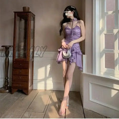 Hnewly Strap Dress For Women Summer New Design Sense Chiffon Holiday Fairy Birthday With Waist Wrap