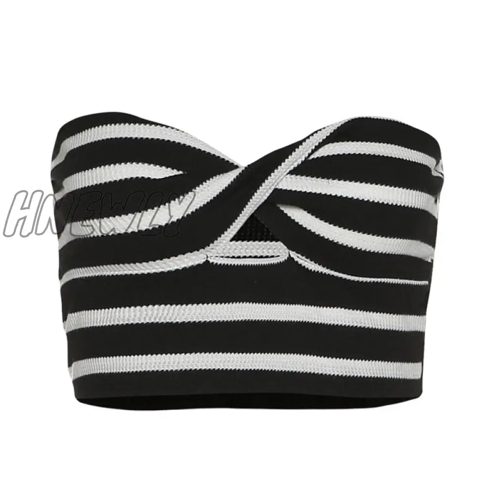 Hnewly Strapless Tube Tops Sexy Sweetheart Neck Ribbed Knit Tanks Top Twisted Knot Front Sleeveless