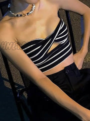 Hnewly Strapless Tube Tops Sexy Sweetheart Neck Ribbed Knit Tanks Top Twisted Knot Front Sleeveless