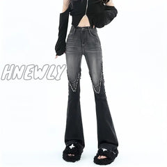 Hnewly Streetwear Y2K Jeans Women 90S Vintage Grunge Punk Korean Fashion High Waist Brushed Denim
