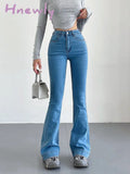 Hnewly Stretch Jeans Flared Trousers Women’s Pants Y2K Fashion High Waist Vintage Casual Baggy