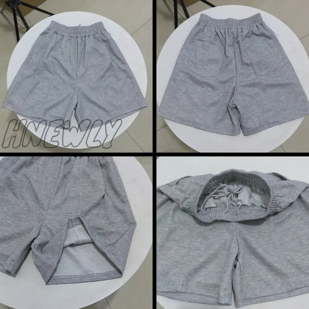 Hnewly Summer Casual Shorts Women Solid Color Elastic Waist Wide Leg Woman Blue Green Black Loose