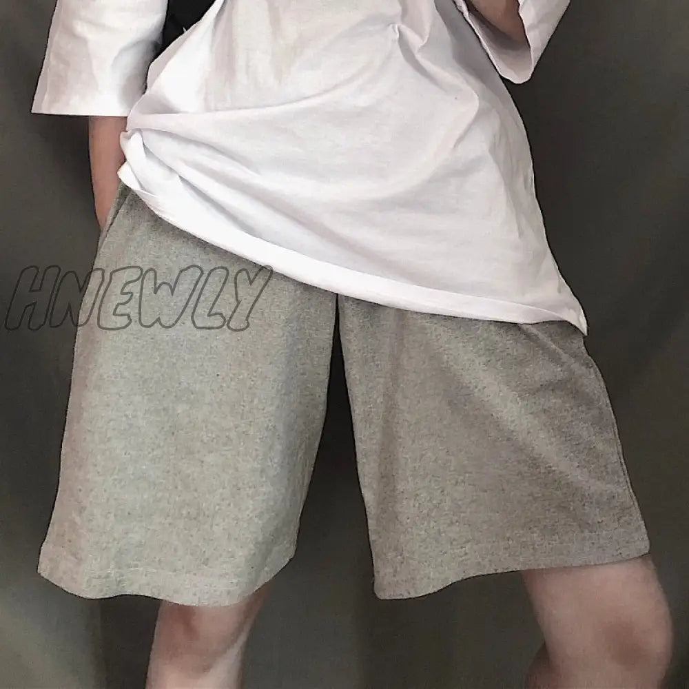 Hnewly Summer Gray Shorts Women Fashion Ladies Elastic Waists Short Pants High Waist Streetwear