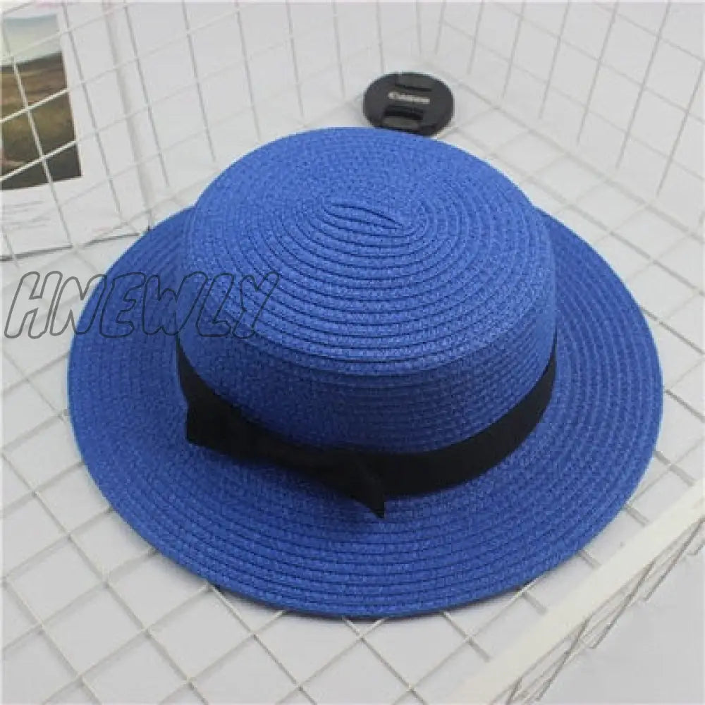 Hnewly Summer Hats For Women Sun Hat Beach Ladies Fashion Flat Brom Bowknot Panama Lady Casual