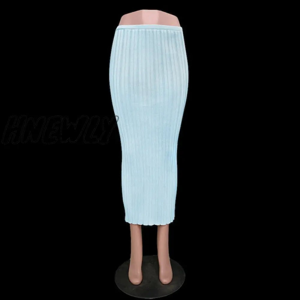 Hnewly Summer Knit Long Skirt Women Sexy Holiday Party Beach Cove-Up Midi Skirts Dropped Waist See