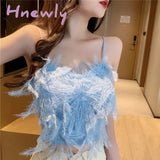 Hnewly Summer Ladies French Lace Sling Elegant Sexy Outerwear Women Short Beauty Back Sleeveless Vest Fashion Sweet Tank Top