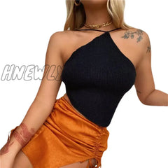 Hnewly Summer Ladies Sexy Backless Chest Wrap Women Solid Color Hanging Neck Lace-Up Sleeveless