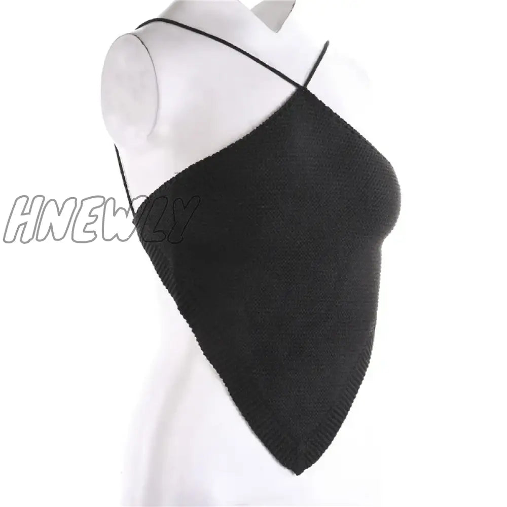 Hnewly Summer Ladies Sexy Backless Chest Wrap Women Solid Color Hanging Neck Lace-Up Sleeveless