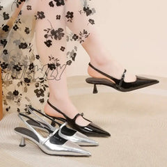 Summer Low Sandals Woman Leather Suit Female Beige Womens Shoes High Heels Low-Heeled Black Comfort