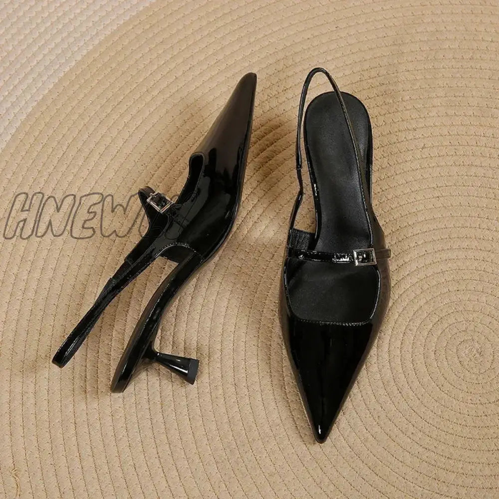 Summer Low Sandals Woman Leather Suit Female Beige Womens Shoes High Heels Low-Heeled Black Comfort