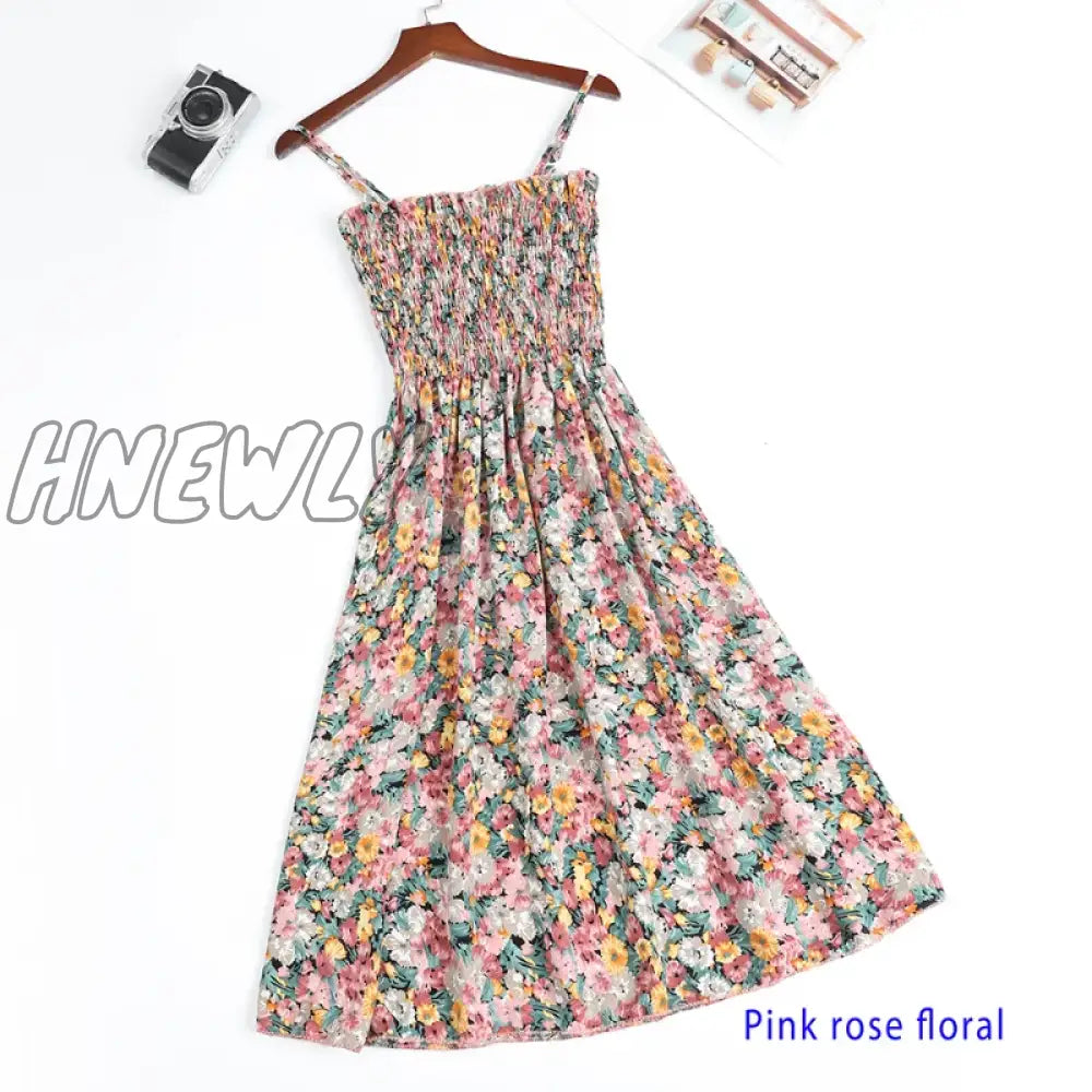 Hnewly Summer Mini Dresses Fashion Female Elastic High Waist Casual Spaghetti Strap Sleeveless