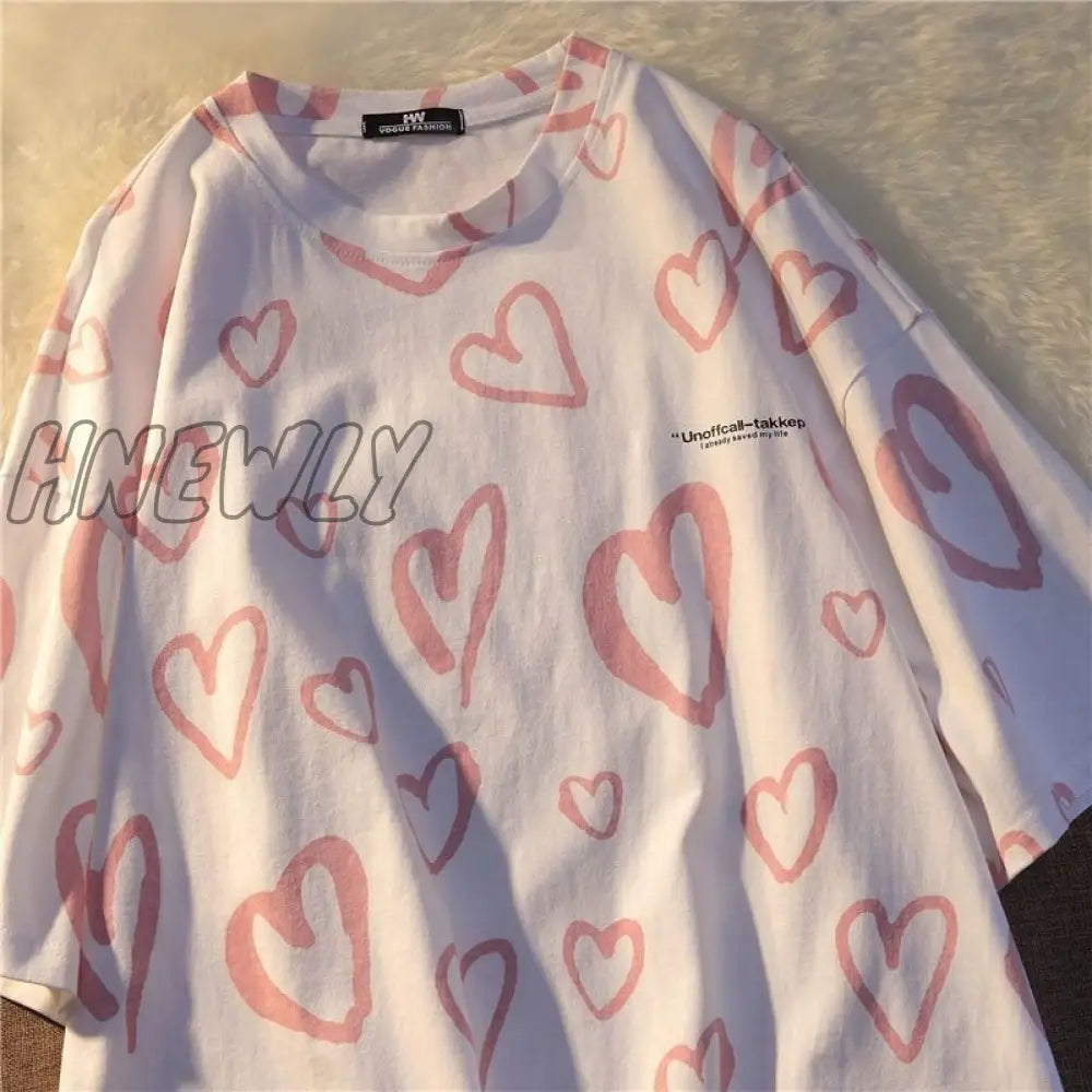 Hnewly Summer New Japanese Printing Cloud Moon Bear Letter Short-Sleeved T-Shirt Female Ins