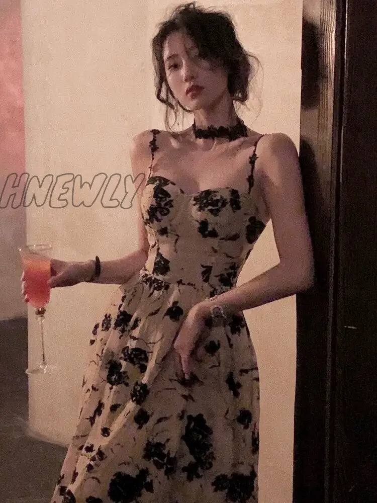 Hnewly Summer New Women Fashion Spaghetti Strap Prom Dress Elegant Sleeveless Slim Vestdios Female