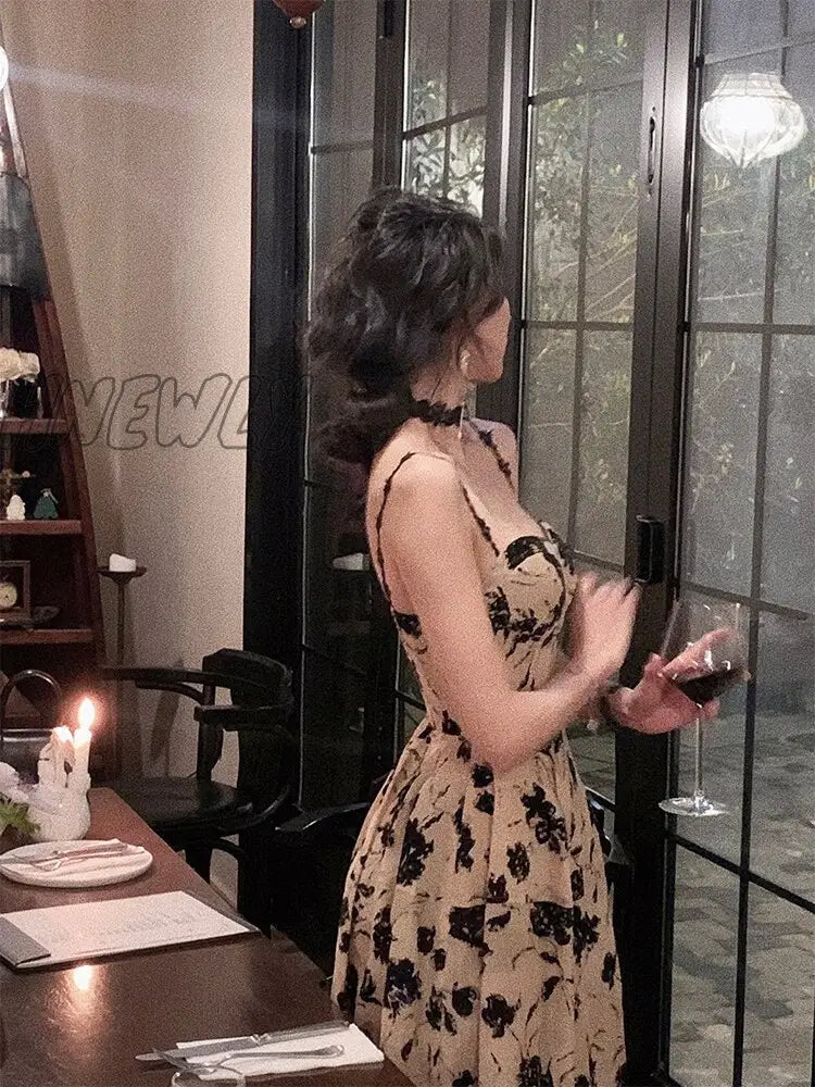 Hnewly Summer New Women Fashion Spaghetti Strap Prom Dress Elegant Sleeveless Slim Vestdios Female