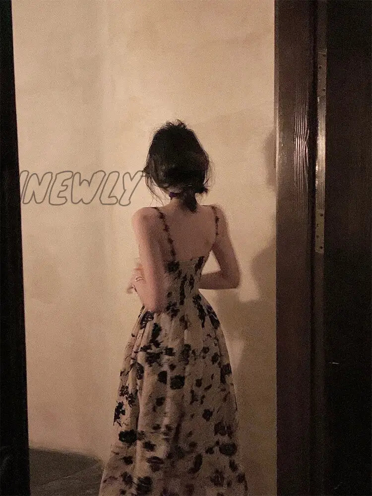 Hnewly Summer New Women Fashion Spaghetti Strap Prom Dress Elegant Sleeveless Slim Vestdios Female