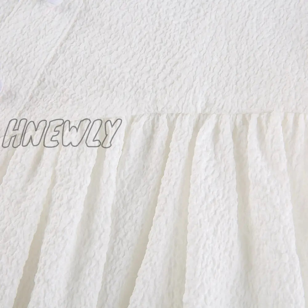 Hnewly Summer Sexy Off Shoulder Women Sundress White Elegant Button Pleated Mini Dress Straps