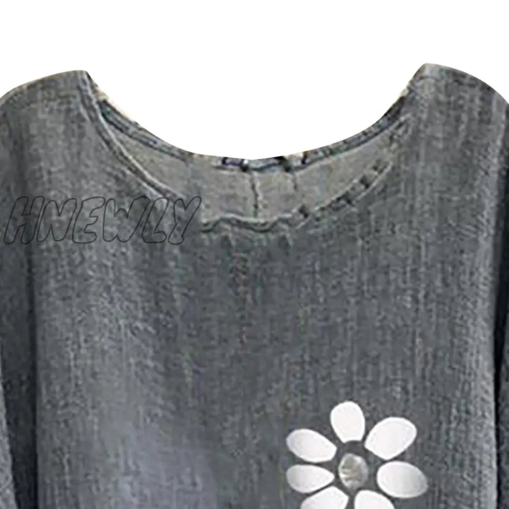 Hnewly Summer Short Sleeve Oversized T Shirt Casaul Tops Women Blusas Vintage Clothes Floral