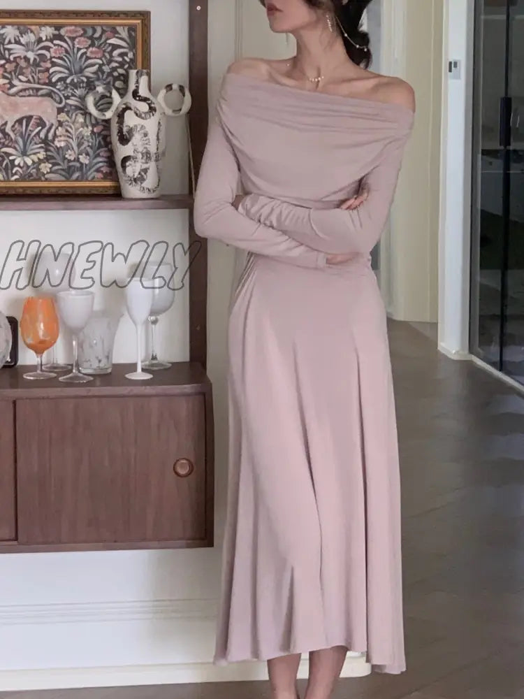 Hnewly Summer Spring New Elegant Long Sleeve Off Shoulder Dress Women Sexy Party Lady Fashion