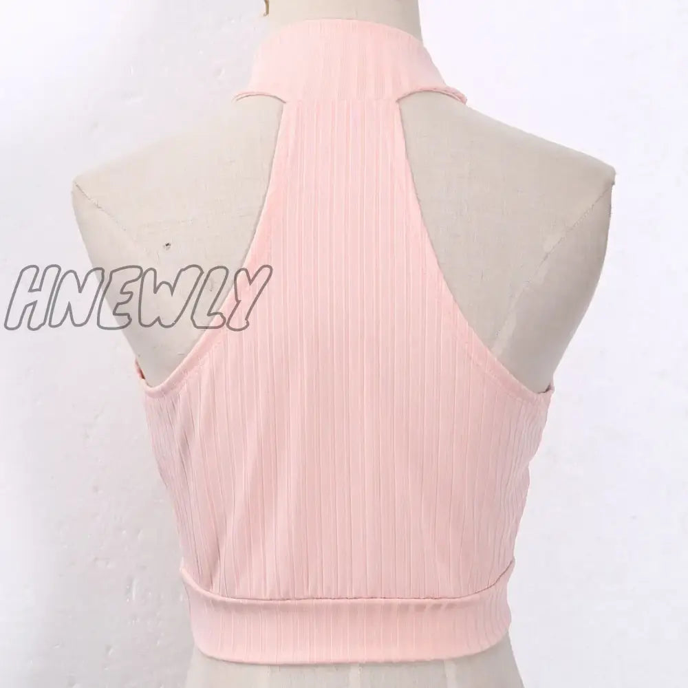 Hnewly Summer Tank Tops Women Sleeveless Turtleneck Cut Out Knit Crop Sexy Vintage Bustier Corset