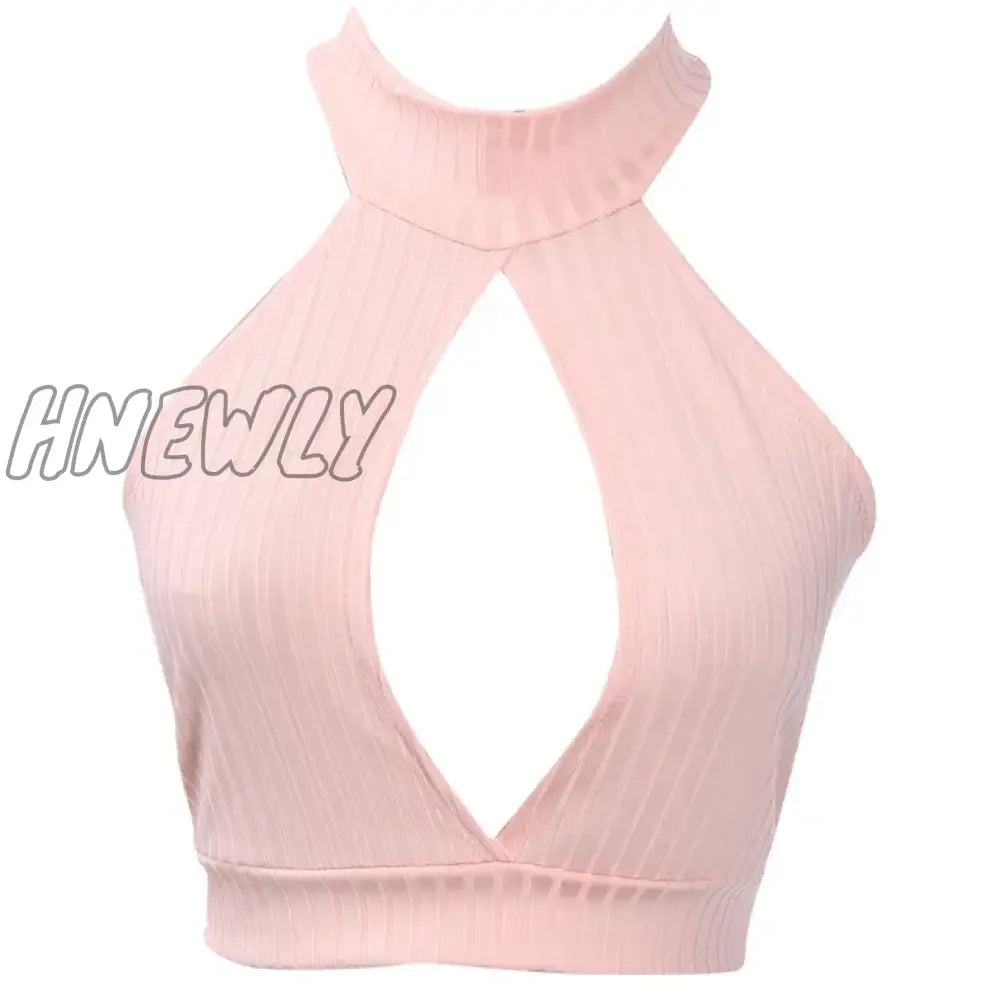 Hnewly Summer Tank Tops Women Sleeveless Turtleneck Cut Out Knit Crop Sexy Vintage Bustier Corset