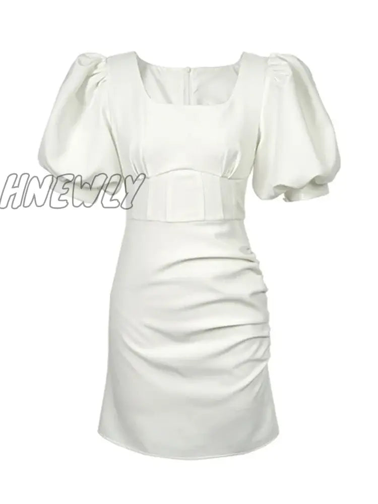 Hnewly Summer Women Evening Short Dress Lady Retro Sexy Square Collar Corset Slim Mini Dresses