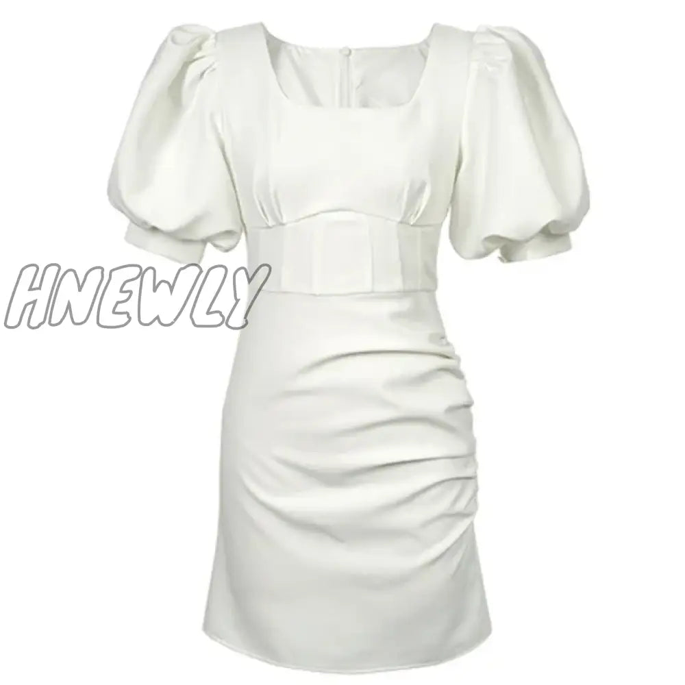 Hnewly Summer Women Evening Short Dress Lady Retro Sexy Square Collar Corset Slim Mini Dresses