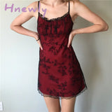 Hnewly Summer Women Spaghetti Strap Mini Dress Ruffle Sleeveless Slim Fit Floral Print Wrap