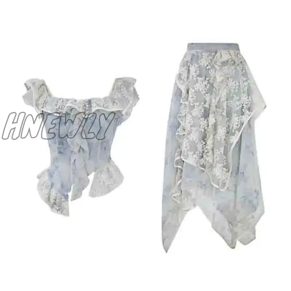 Hnewly Sweet Elegant Floral Strap Dress Women Ruffles Designer Korean Party Irregular Female Autumn