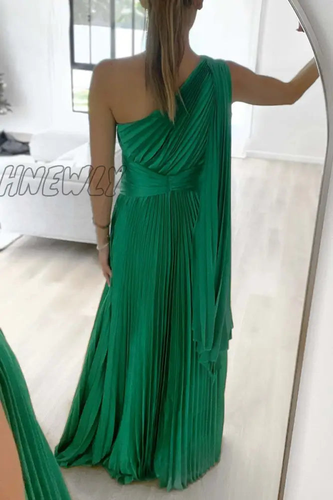 Hnewly - Sweet Elegant Solid Fold Oblique Collar A Line Dresses(3 Colors) Dresses/Party And
