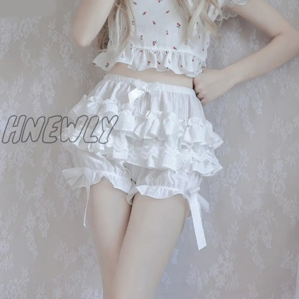 Hnewly Sweet Lace Ruffles Women Lolita Safety Shorts Pants Cute Victorian Knickers Cotton Princess