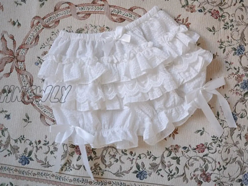 Hnewly Sweet Lace Ruffles Women Lolita Safety Shorts Pants Cute Victorian Knickers Cotton Princess
