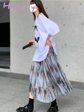 Hnewly Tie Dye Skirts Women Mid-Calf High Waist Streetwear Retro Summer Y2K Clothes Fashion Korean