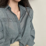 Hnewly Trendy Shirt Blouse Simple Thin Pure Color Anti-Uv Anti-Fade Top Women Solid Sun Protection