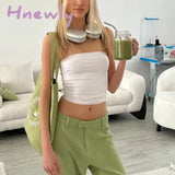 Hnewly Tube Top Y2K Women Summer Basic Vest Solid Color Strapless Sleeveless Tanks 2000S Aesthetic