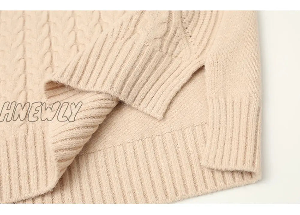 Hnewly Twist Pullover Sweater Vest Women Autumn New Loose Net Red V - Neck Waistcoat Wool Knitted