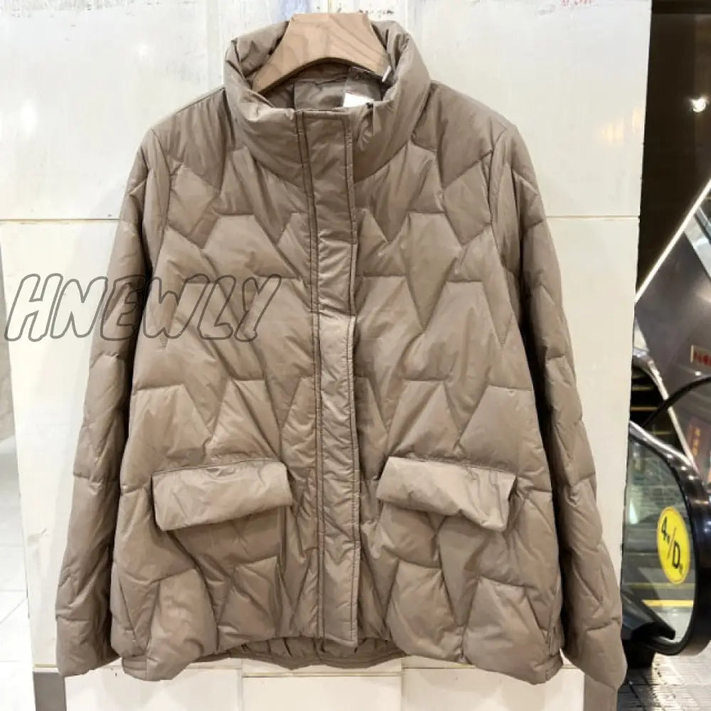 Hnewly Ultra Light Down Jacket Women Winter Stand Collar Feather Puffer Coat 90% White Duck Parkas