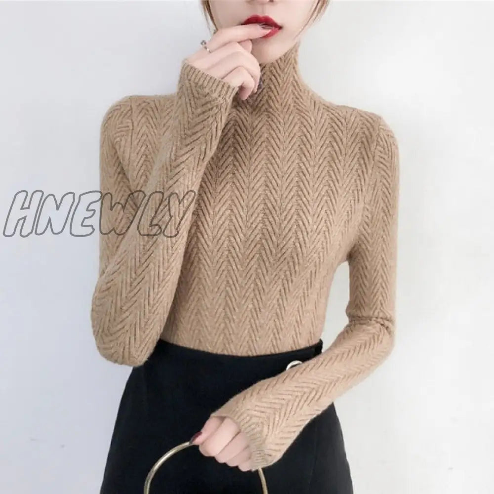 Hnewly Underwear Woman Autumn And Winter New Sweater Slim Bottom Shirt Long Sleeve Tight Knitted