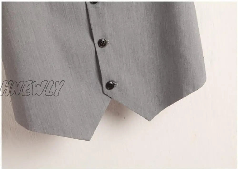 Hnewly V-Neck Vest Women Thin Loose Waistcoat Single Breasted Sleeveless Blazer Female Slim Short