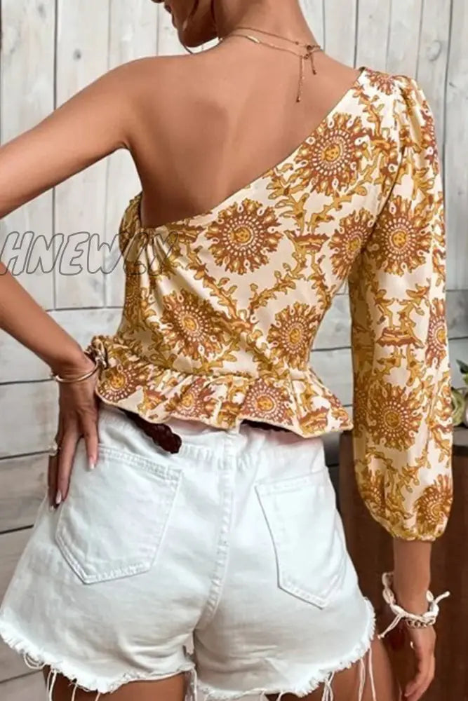 Hnewly - Vacation Print Flounce Tops Tops/Blouses & Shirts