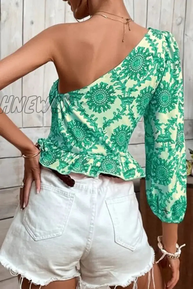 Hnewly - Vacation Print Flounce Tops Tops/Blouses & Shirts