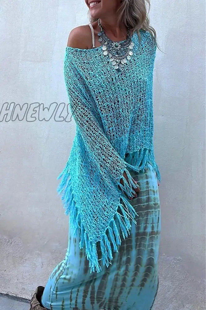 Hnewly - Vacation Solid Tassel Hollowed Out O Neck Outerwear(5 Colors) Outerwear/Cloak