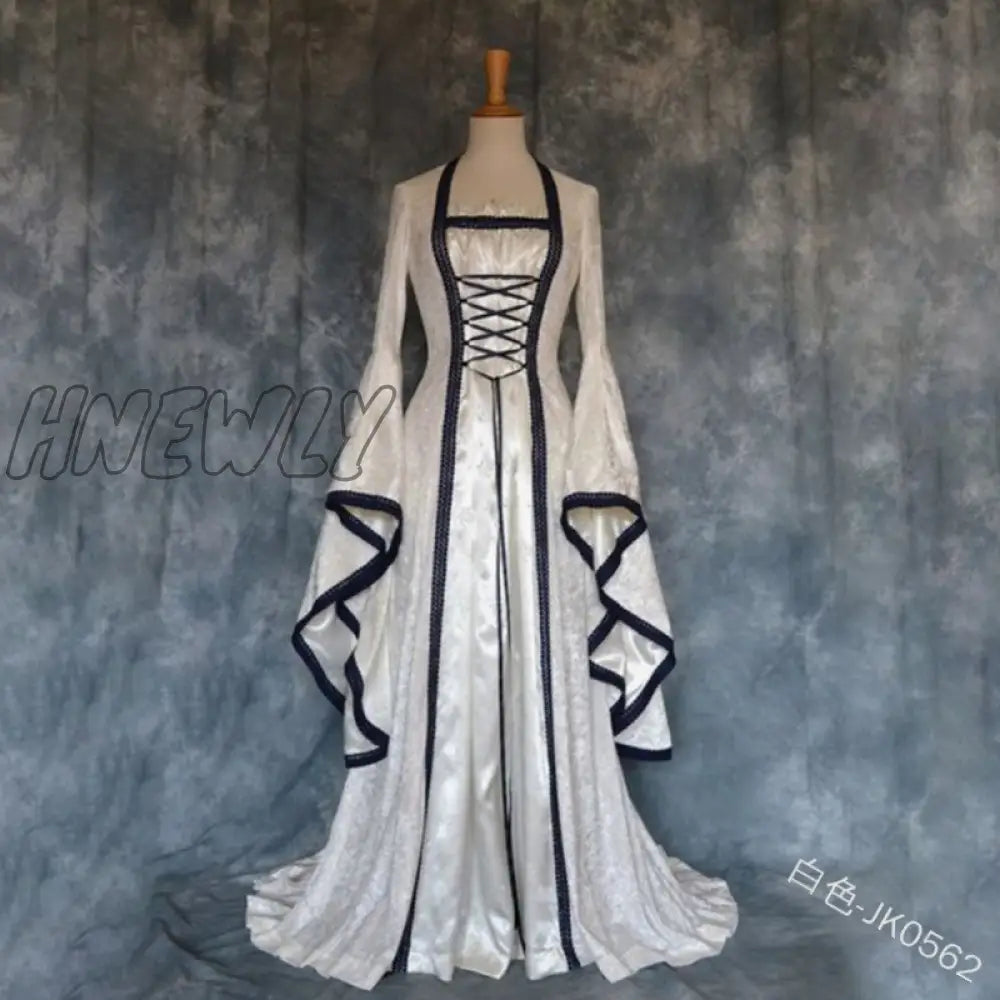 Hnewly Victoria Renaissance Medieval Cosplay Halloween Costumes For Women Long Sleeve Middle Ages