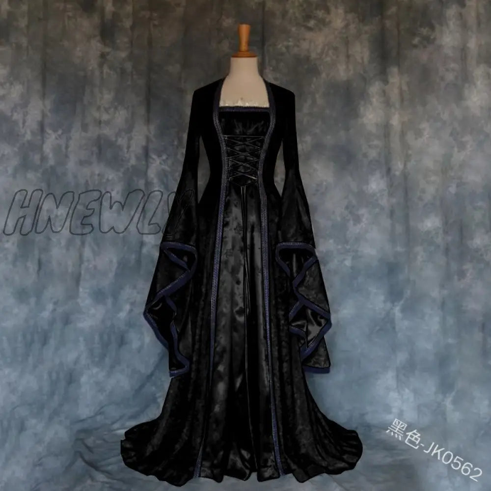 Hnewly Victoria Renaissance Medieval Cosplay Halloween Costumes For Women Long Sleeve Middle Ages
