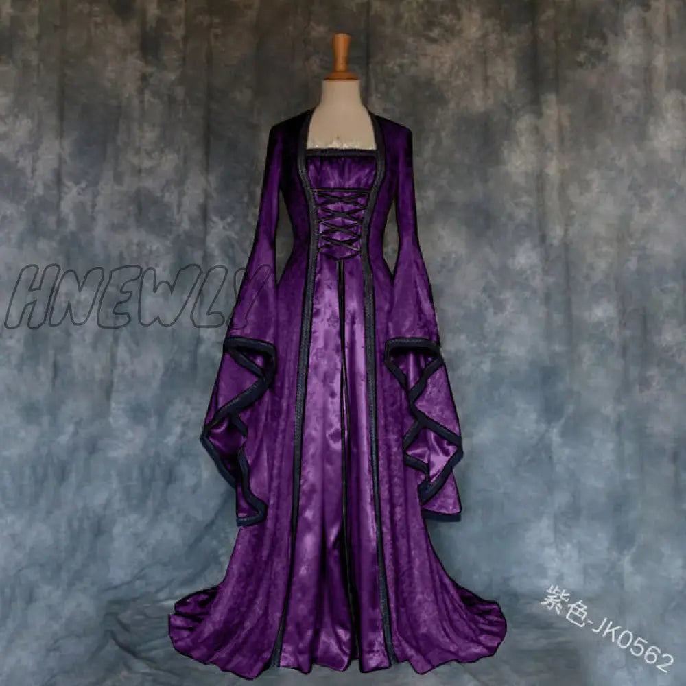 Hnewly Victoria Renaissance Medieval Cosplay Halloween Costumes For Women Long Sleeve Middle Ages