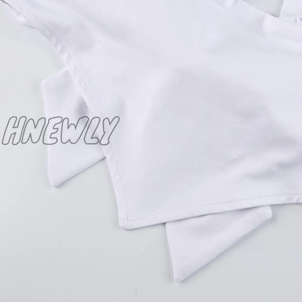 Hnewly Vintage Lace - Up Backless Halter Tops V - Neck Sexy Solid Harajuku Corset Tees Streetwear