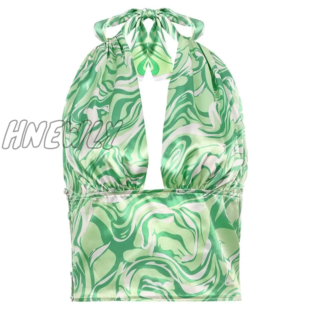 Hnewly Vintage Lace - Up Backless Halter Tops V - Neck Sexy Solid Harajuku Corset Tees Streetwear
