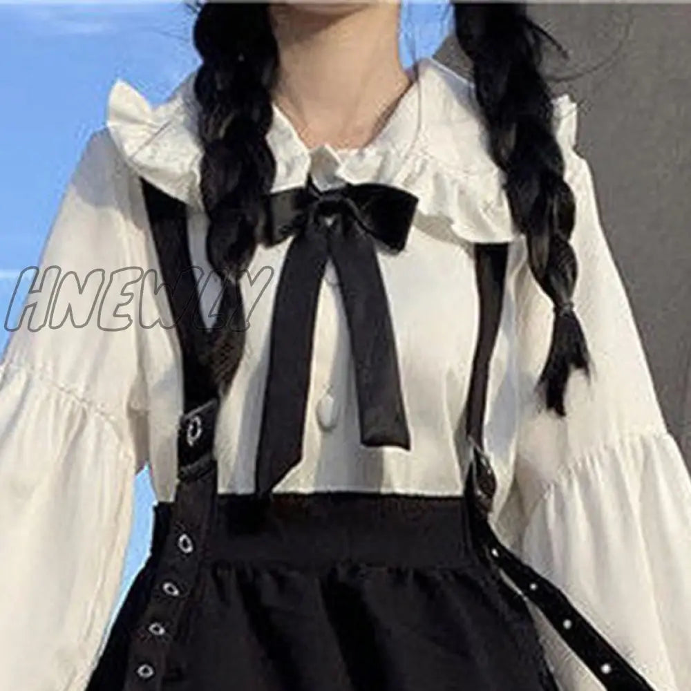 Hnewly Vintage Women Gothic Punk Lolita Dress Casual High Waist Long Sleeve Hat Collar Sexy Gry