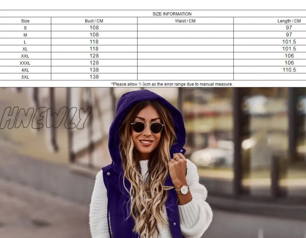 Hnewly Warm Winter Women Long Vests Fashion Hooded Sleeveless Casual Lady Brief Outwear Vest Blouse
