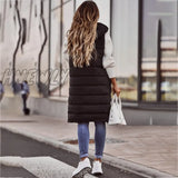 Hnewly Warm Winter Women Long Vests Fashion Hooded Sleeveless Casual Lady Brief Outwear Vest Blouse